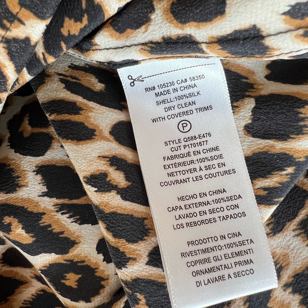 Equipment "Aubrey" 100% Silk Leopard Print Shift Dress with Pockets - Picture 8 of 8
